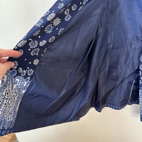 Eloquii by The Limited Womens Navy Blue Paisley Lightweight 1 Button Blazer 16W - Picture 7 of 14